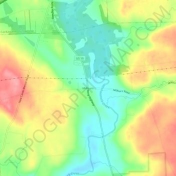 Topografisk kart Millburn, høyde, relieff