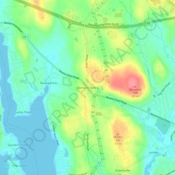 Topografisk kart Manitock Spring, høyde, relieff