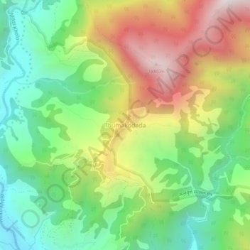 Topografisk kart Yangjakot, høyde, relieff