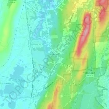 Topografisk kart Rock Valley, høyde, relieff