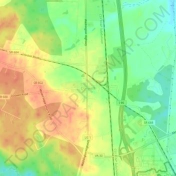 Topografisk kart Doswell, høyde, relieff