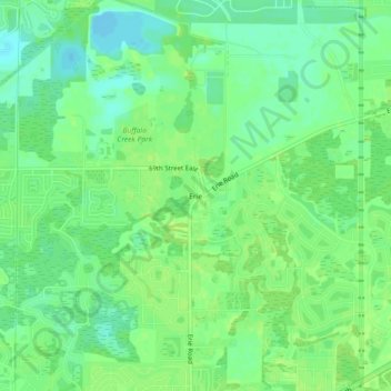 Topografisk kart Erie, høyde, relieff