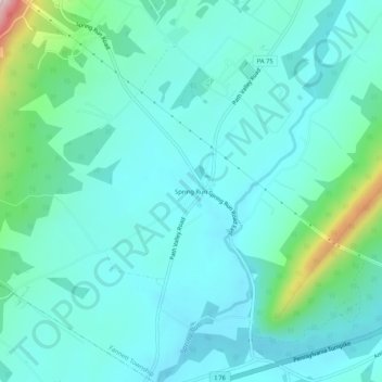Topografisk kart Spring Run, høyde, relieff