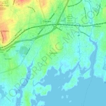 Topografisk kart Tokeneke, høyde, relieff