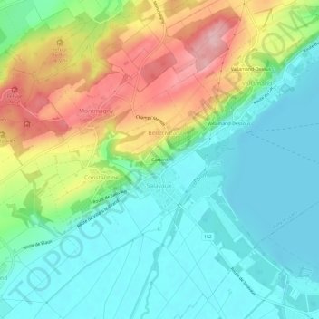 Topografisk kart Cotterd, høyde, relieff