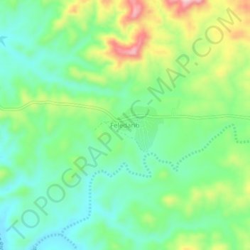 Topografisk kart Feledarib, høyde, relieff