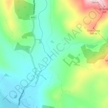 Topografisk kart Blacklunans, høyde, relieff