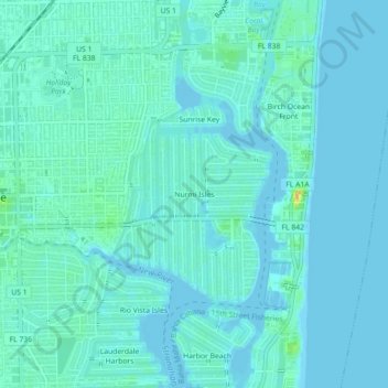 Topografisk kart Nurmi Isles, høyde, relieff