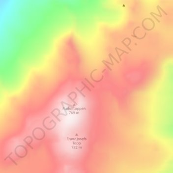 Topografisk kart Sør-Jan, høyde, relieff