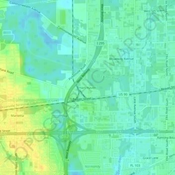 Topografisk kart Hart Haven, høyde, relieff