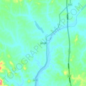 Topografisk kart Guankou, høyde, relieff