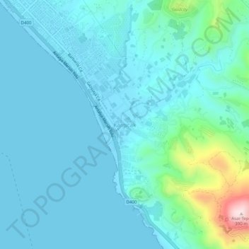 Topografisk kart Kargıcak, høyde, relieff