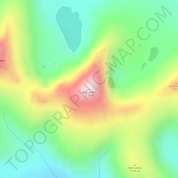 Topografisk kart Høgronden, høyde, relieff
