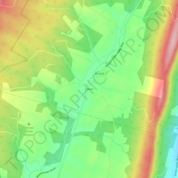 Topografisk kart Calvin, høyde, relieff