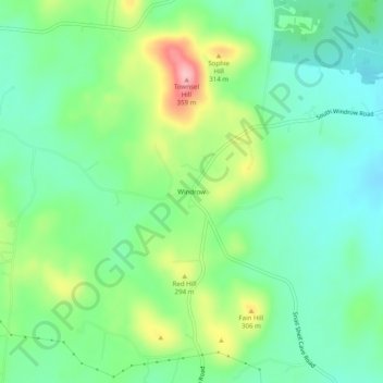 Topografisk kart Windrow, høyde, relieff