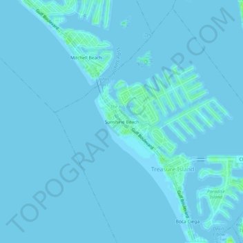 Topografisk kart Sunshine Beach, høyde, relieff