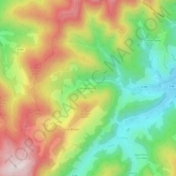 Topografisk kart Hergauchamps, høyde, relieff