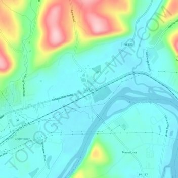 Topografisk kart Wysox, høyde, relieff