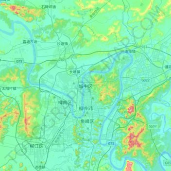 Topografisk kart Chengzhong, høyde, relieff