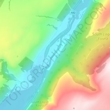 Topografisk kart South Laggan, høyde, relieff