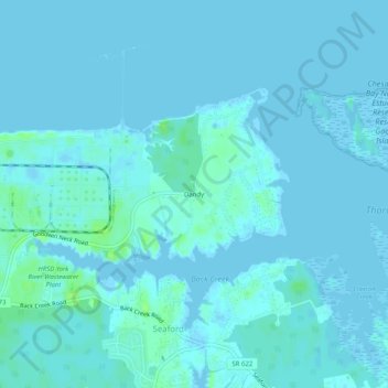 Topografisk kart Dandy, høyde, relieff