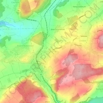 Topografisk kart Courtaman, høyde, relieff