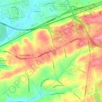 Topografisk kart Grove, høyde, relieff