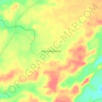 Topografisk kart Plan De Raspadura, høyde, relieff