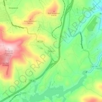 Topografisk kart Zirconia, høyde, relieff