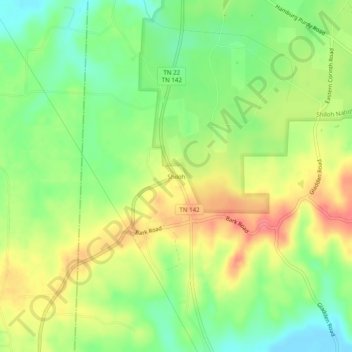 Topografisk kart Shiloh, høyde, relieff