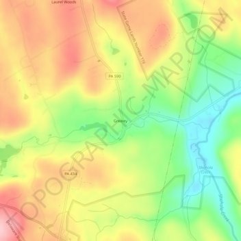 Topografisk kart Greeley, høyde, relieff