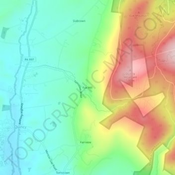 Topografisk kart Fox Hill, høyde, relieff