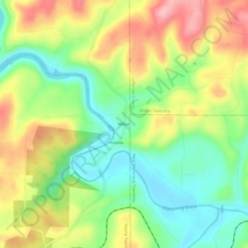 Topografisk kart Milton, høyde, relieff