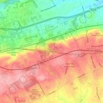 Topografisk kart Knickerbocker, høyde, relieff