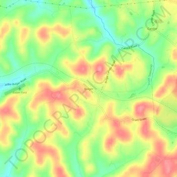 Topografisk kart Bulger, høyde, relieff
