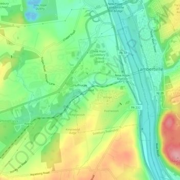 Topografisk kart Hood, høyde, relieff