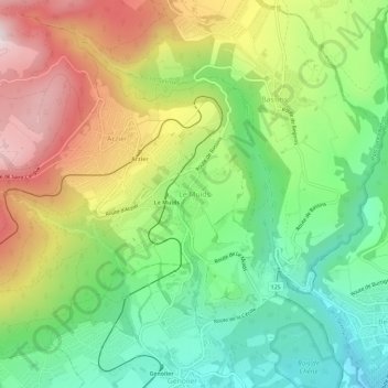 Topografisk kart Le Muids, høyde, relieff