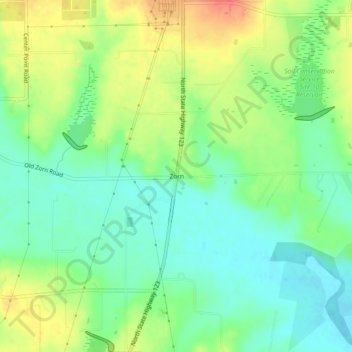 Topografisk kart Zorn, høyde, relieff