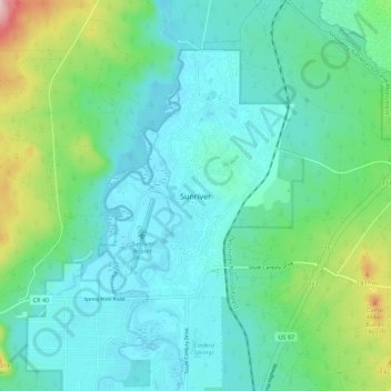 Topografisk kart Sunriver, høyde, relieff