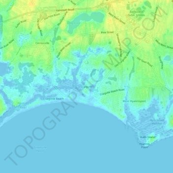 Topografisk kart Craigville, høyde, relieff