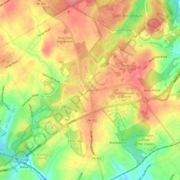 Topografisk kart Lima, høyde, relieff