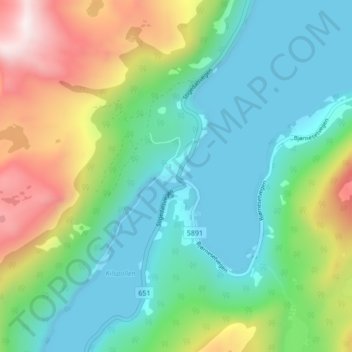 Topografisk kart Straume, høyde, relieff