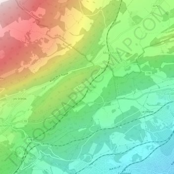 Topografisk kart Montezillon, høyde, relieff