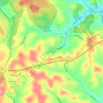 Topografisk kart Santiago, høyde, relieff