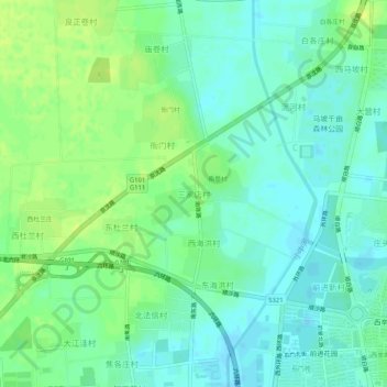 Topografisk kart 三家店村, høyde, relieff