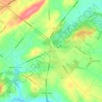 Topografisk kart Furlong, høyde, relieff