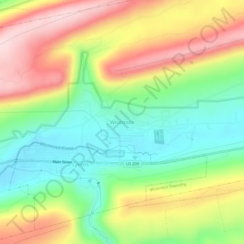 Topografisk kart Wiconisco, høyde, relieff