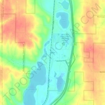 Topografisk kart Waters, høyde, relieff