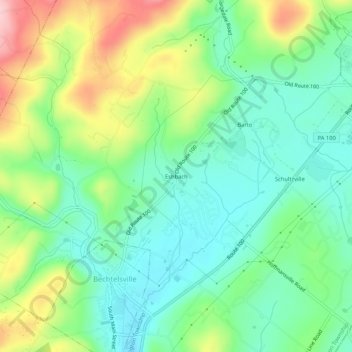 Topografisk kart Eshbach, høyde, relieff