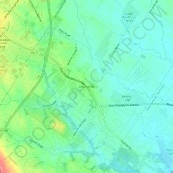 Topografisk kart Gilbertsville, høyde, relieff
